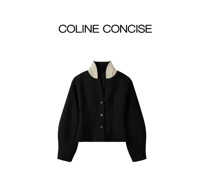 COLINE CONCISE 廓形拼接立领西装外套女现代美学25秋季22030