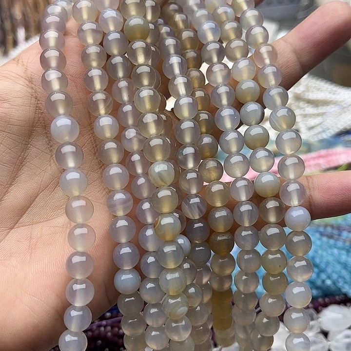 我***界玛瑙/玉髓未镶嵌珠宝半成品5条灰玛瑙打包1