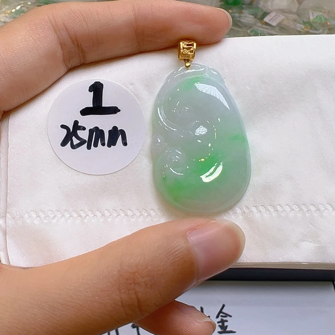 翡翠18K金镶嵌吊坠(不含链)翡翠