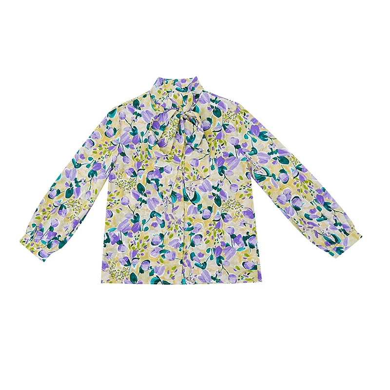 碎花满印时尚上衣春夏休闲宽松长袖印花春4027