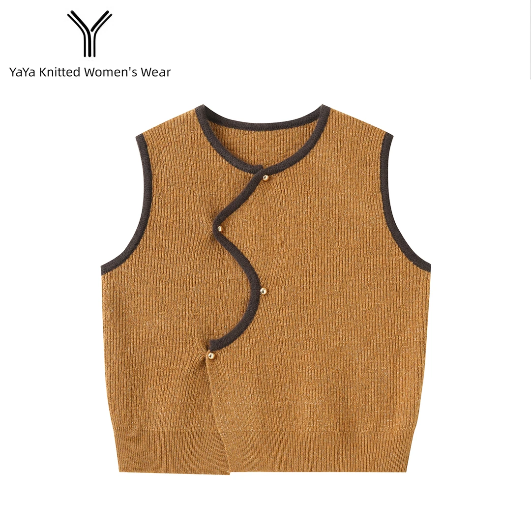 2025高品质秋冬新款针织马甲羊毛混纺圆领无袖减龄显瘦马甲L1007