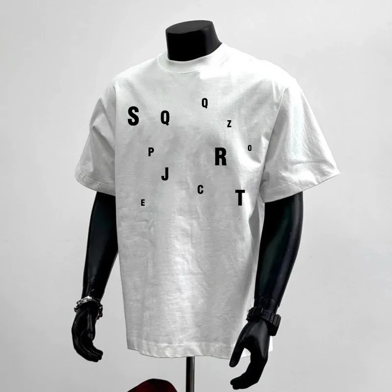 重磅100%纯棉字母印花短袖t恤男女同款夏季新款美式情侣百搭上衣