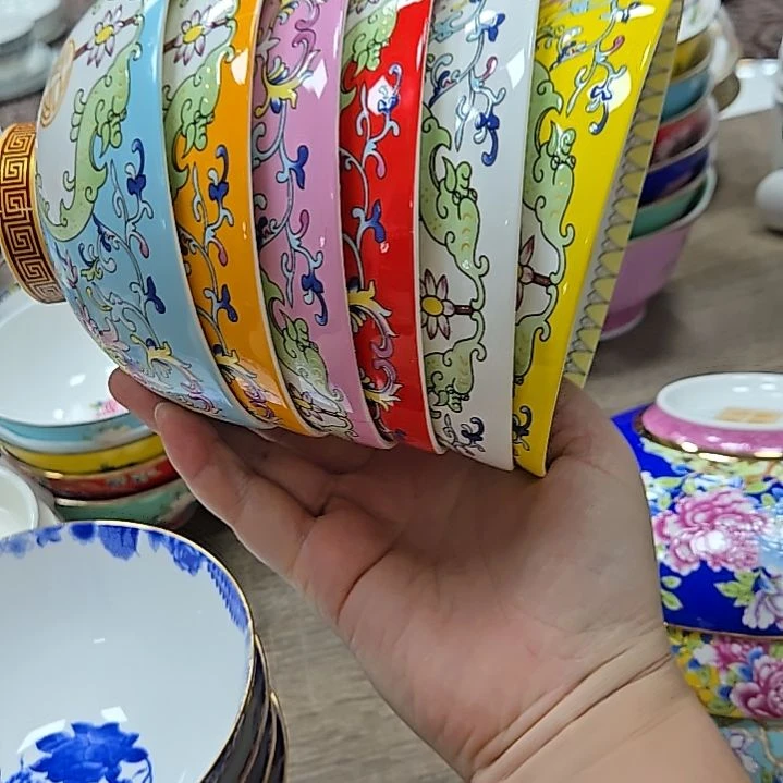 瓷片微瑕珐琅彩5寸6个米饭碗66666