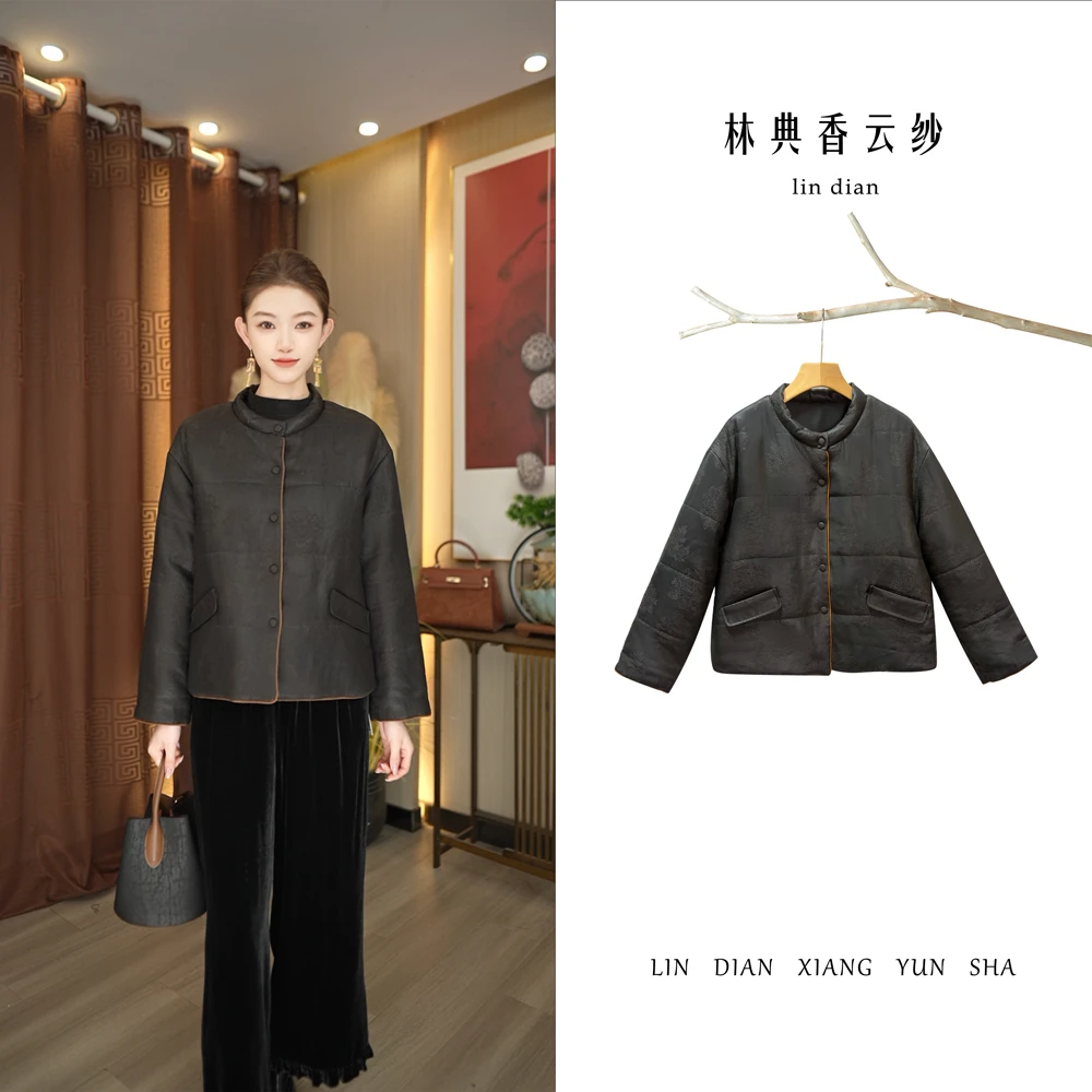 【林典】女款秋冬款大气保暖防寒外套洋气蚕丝棉服3178-1