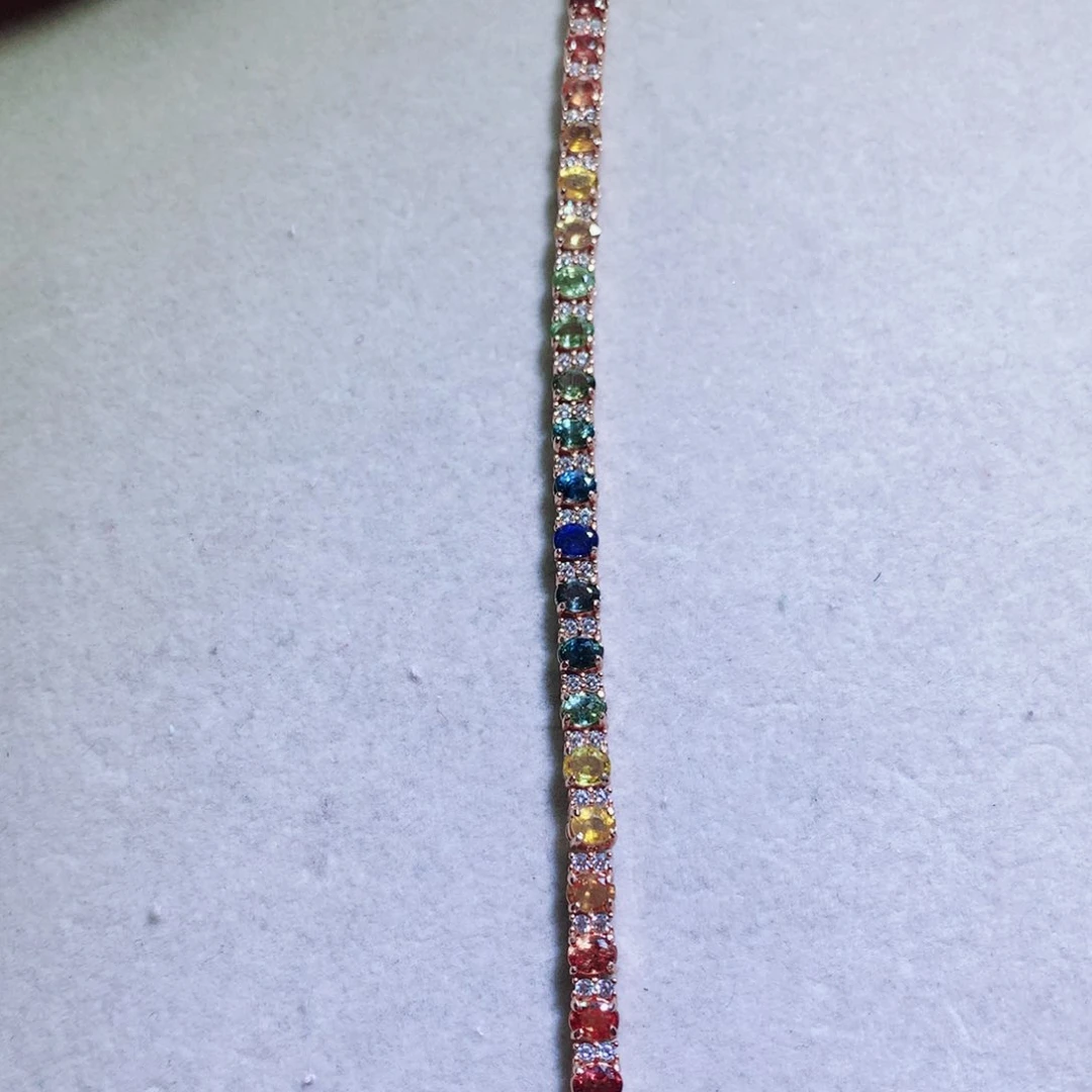 祖母绿手链银S925镀金镶嵌