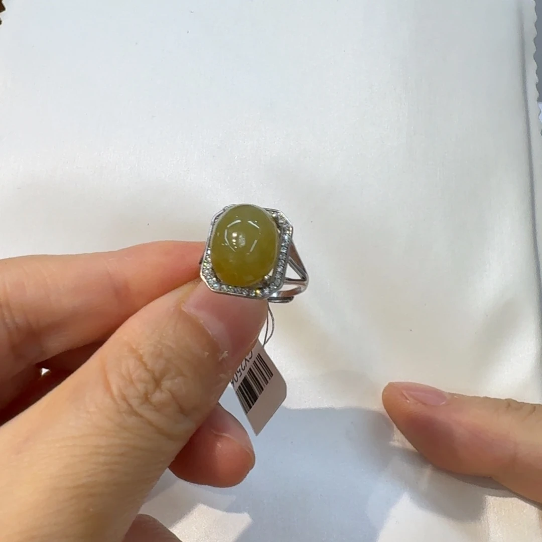 银S925镀金镶嵌戒指翡翠戒指