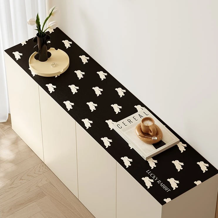 纯色兔子柜垫书桌垫可定制家用软垫pvc皮革茶几垫子