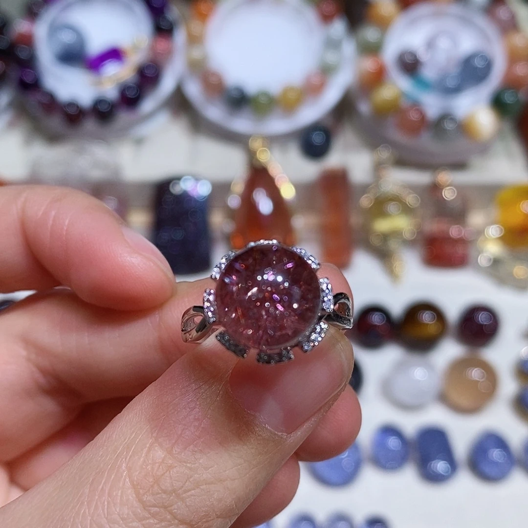 水晶超七戒指银S925镶嵌