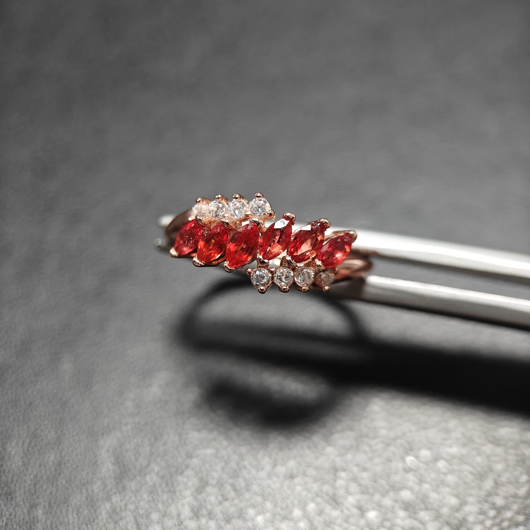 5105-S925银-天然彩色蓝宝石排戒-单颗0.2ct左右