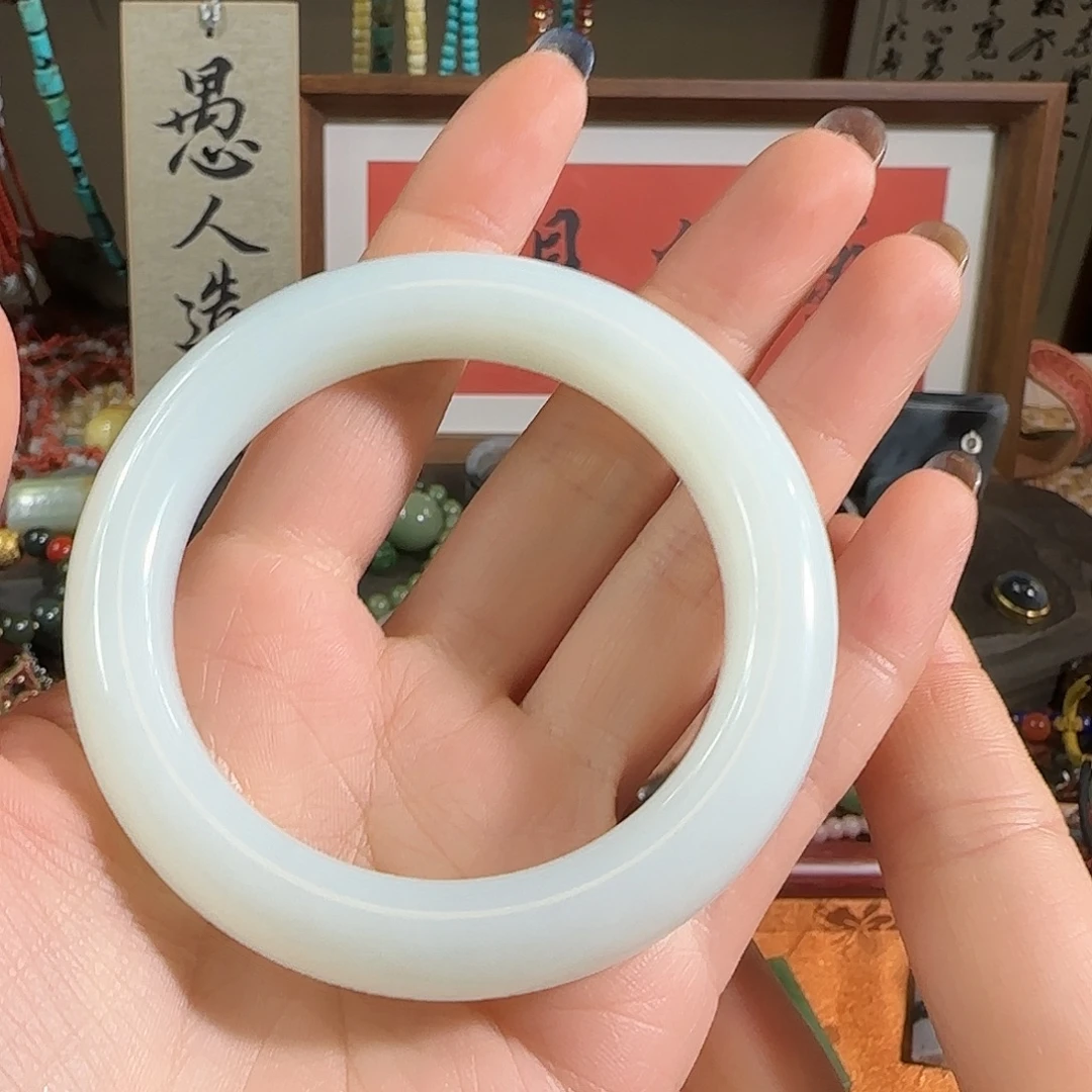 和田玉未镶嵌手镯55-56