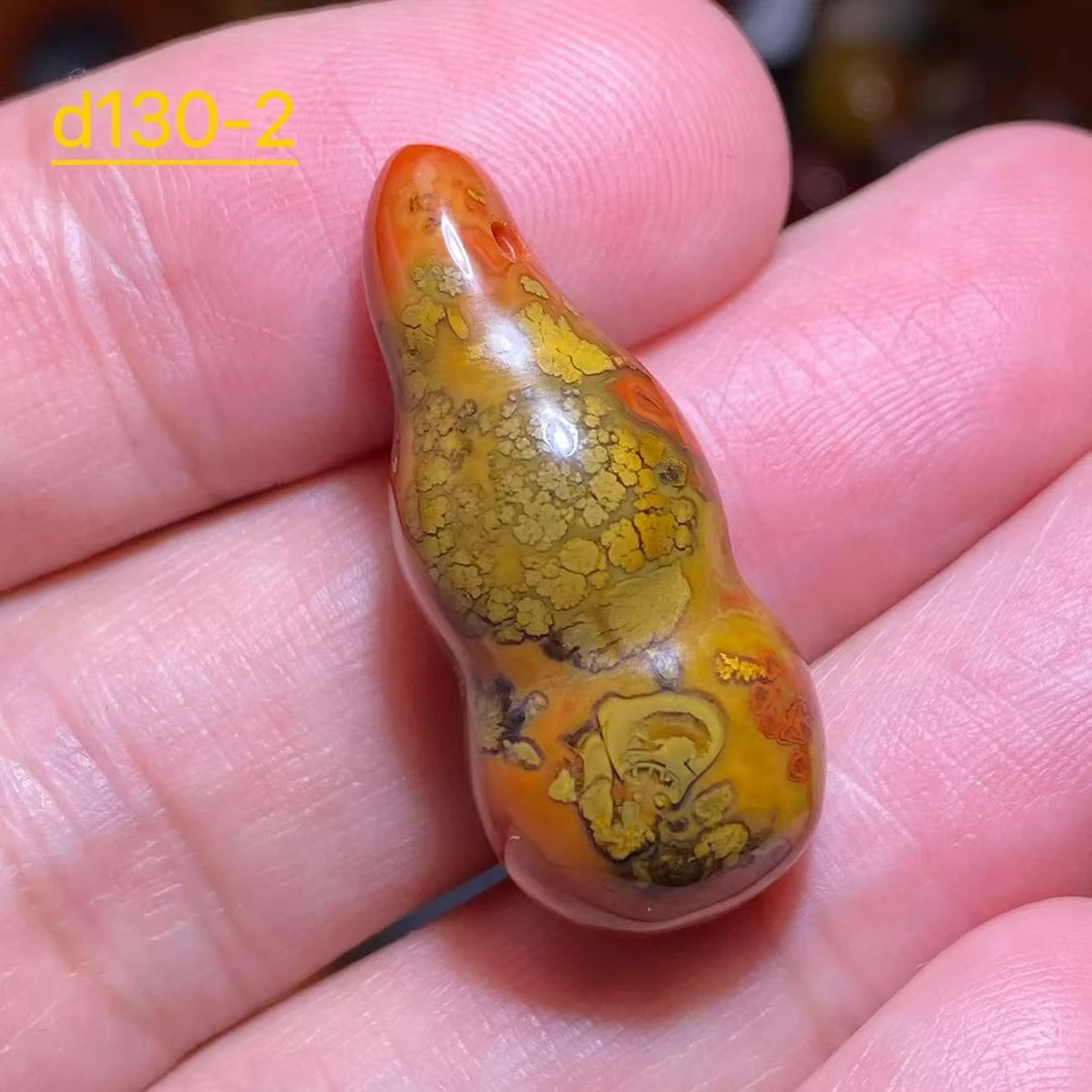 纯天然战国红玛瑙草花小葫芦吊坠配饰d130