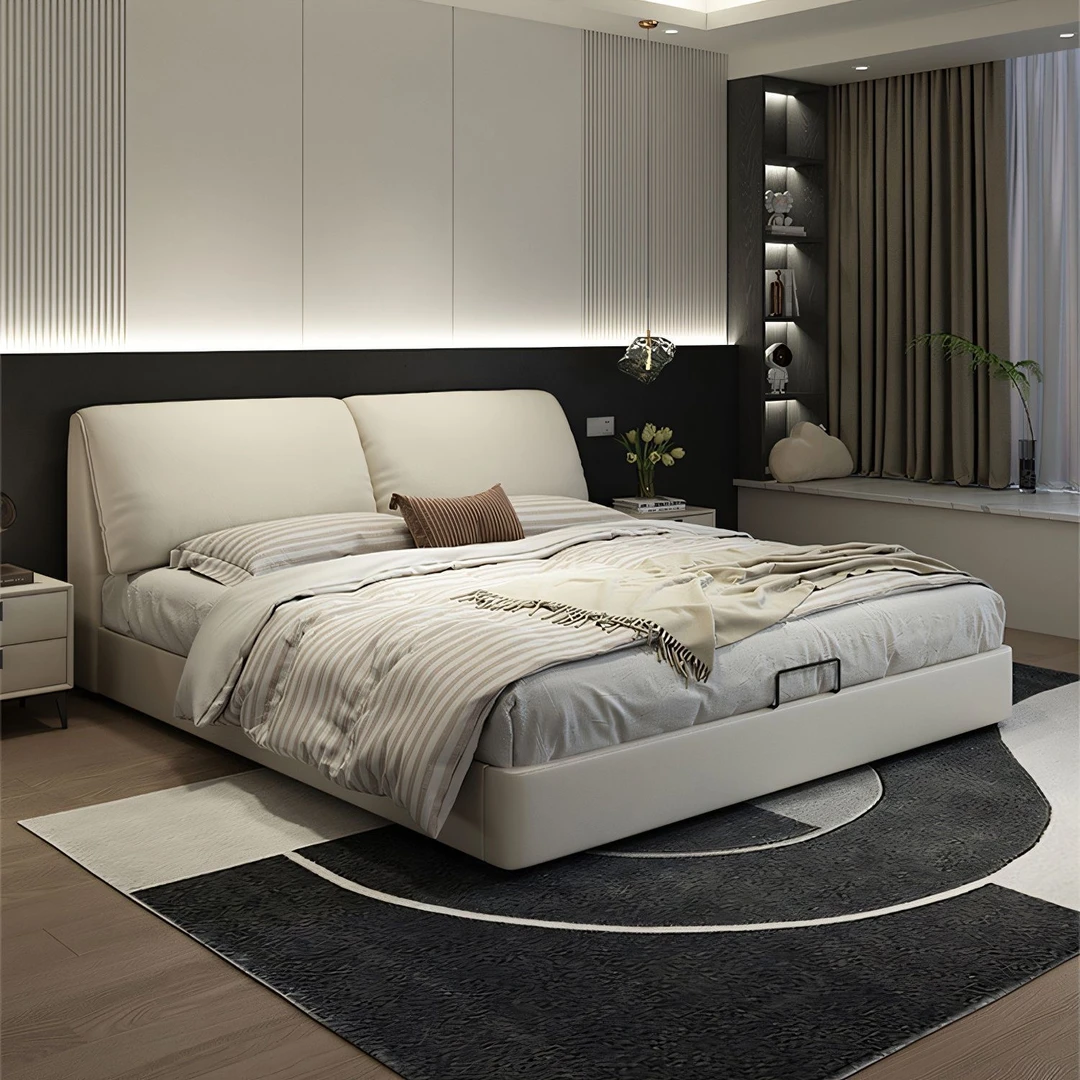 大象耳朵#轻奢皮床主卧室双人床简约软包床儿童床现代简约大床