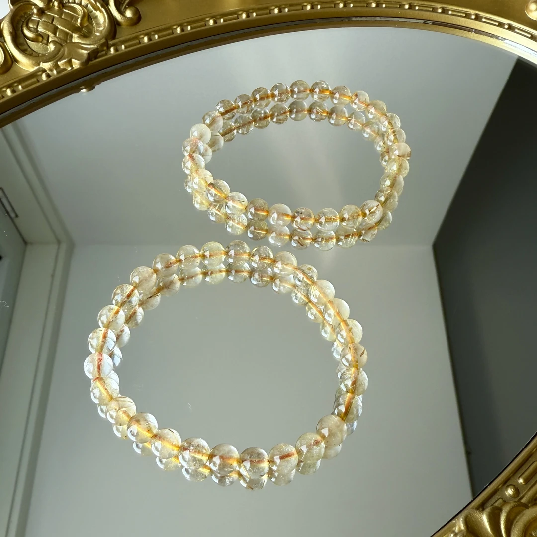 【晶闪闪】天然金发晶单圈手链水晶素圈手串F169招财吸金助事业