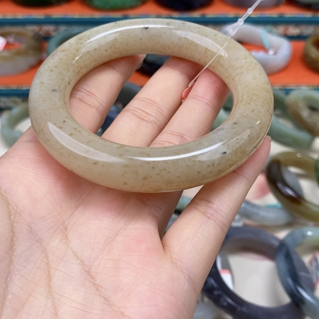 和田玉未镶嵌手镯且末糖青花手镯54.1#