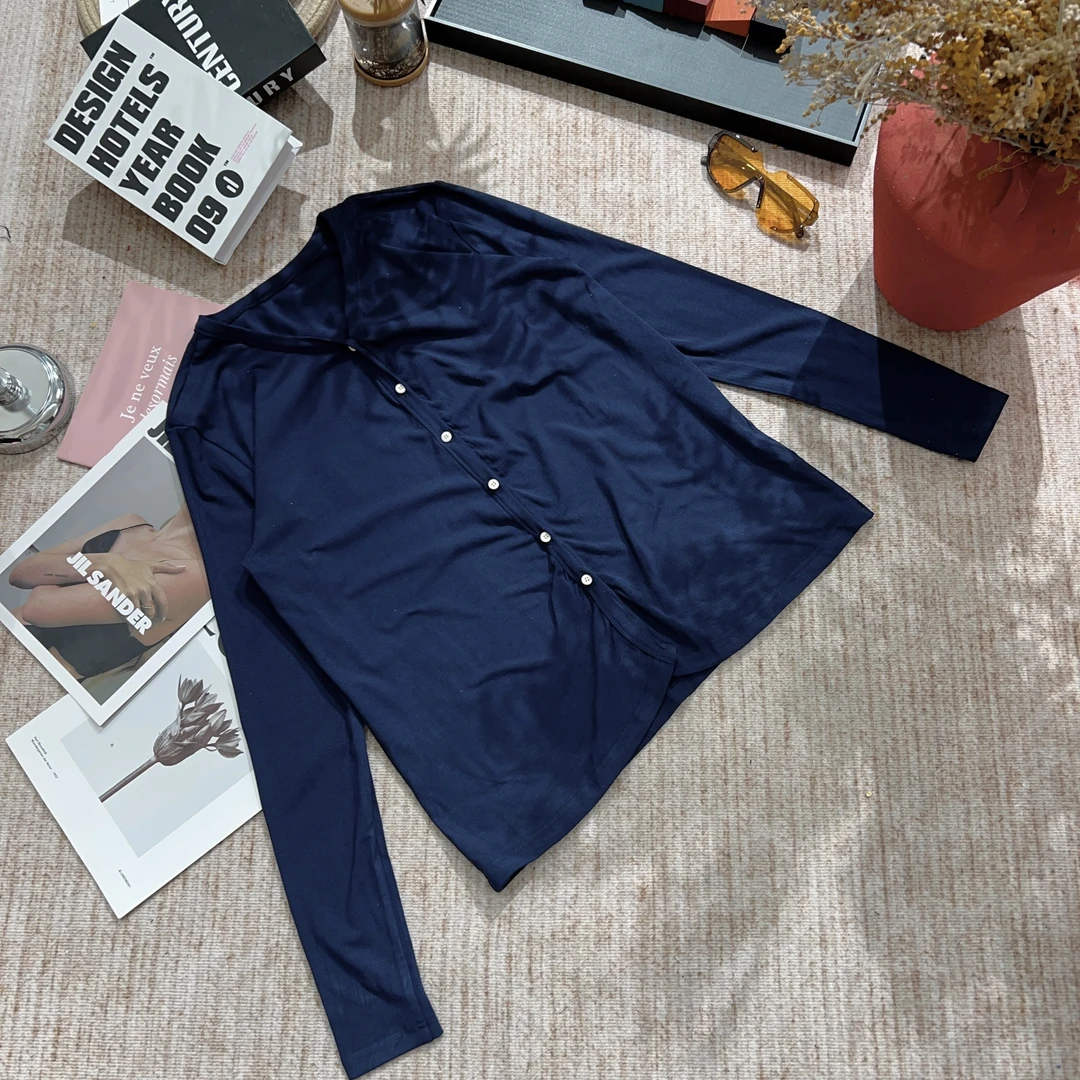 【蟹蟹专属】2025秋季新款休闲时尚百搭纯色开衫长袖T恤0898