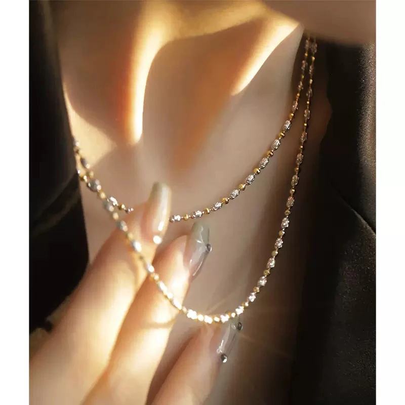 链子925银 925银项链 S925通体银小众时尚款N11919双色精工款