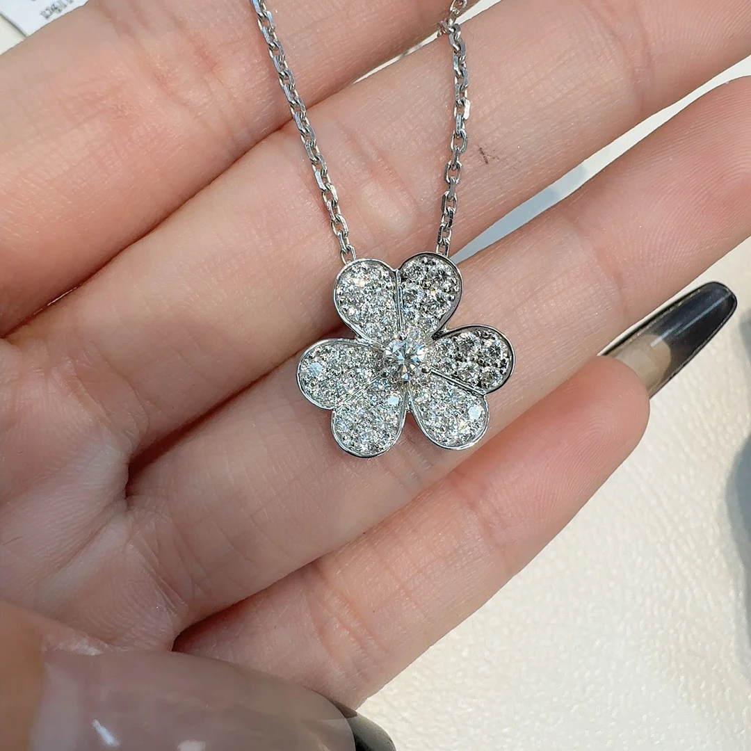 【念慈高定】18k 中号三叶草钻石项链 45cm