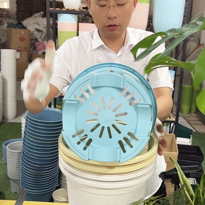 特价圆形控根口24高24混色带托5只