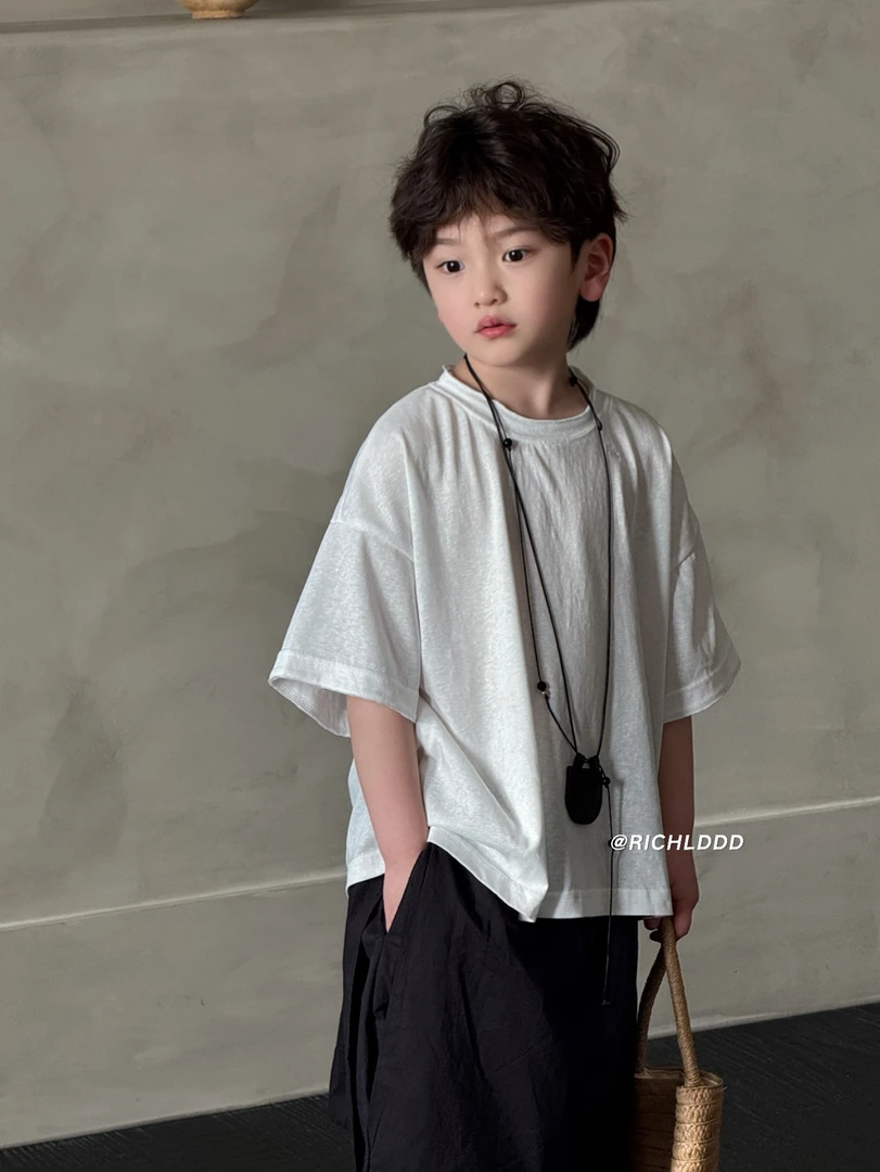 【现货】卤蛋童装：原生松弛/2025夏新款韩超薄雪花儿童短袖T恤1222