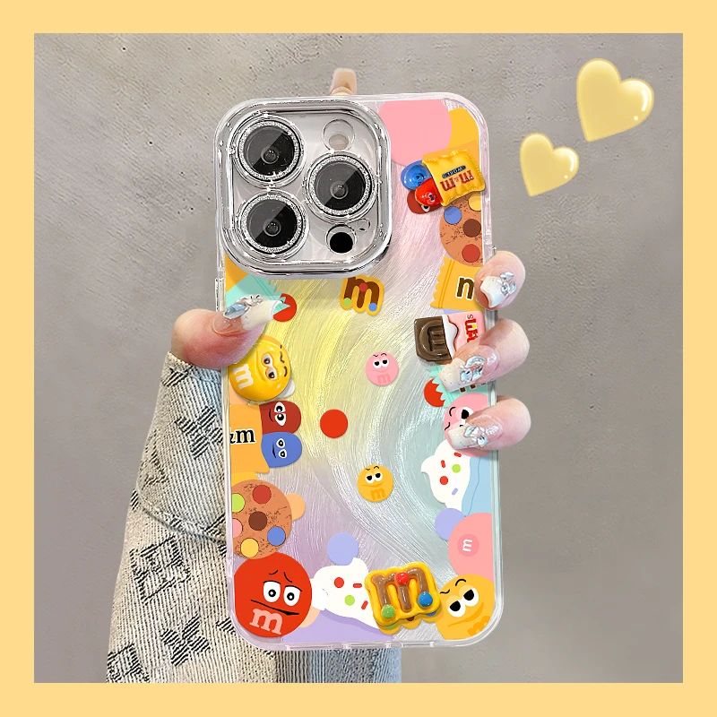 圈圈m豆公仔适用苹果15华为vivo/oppo小米iPhone16精孔羽纱手机壳