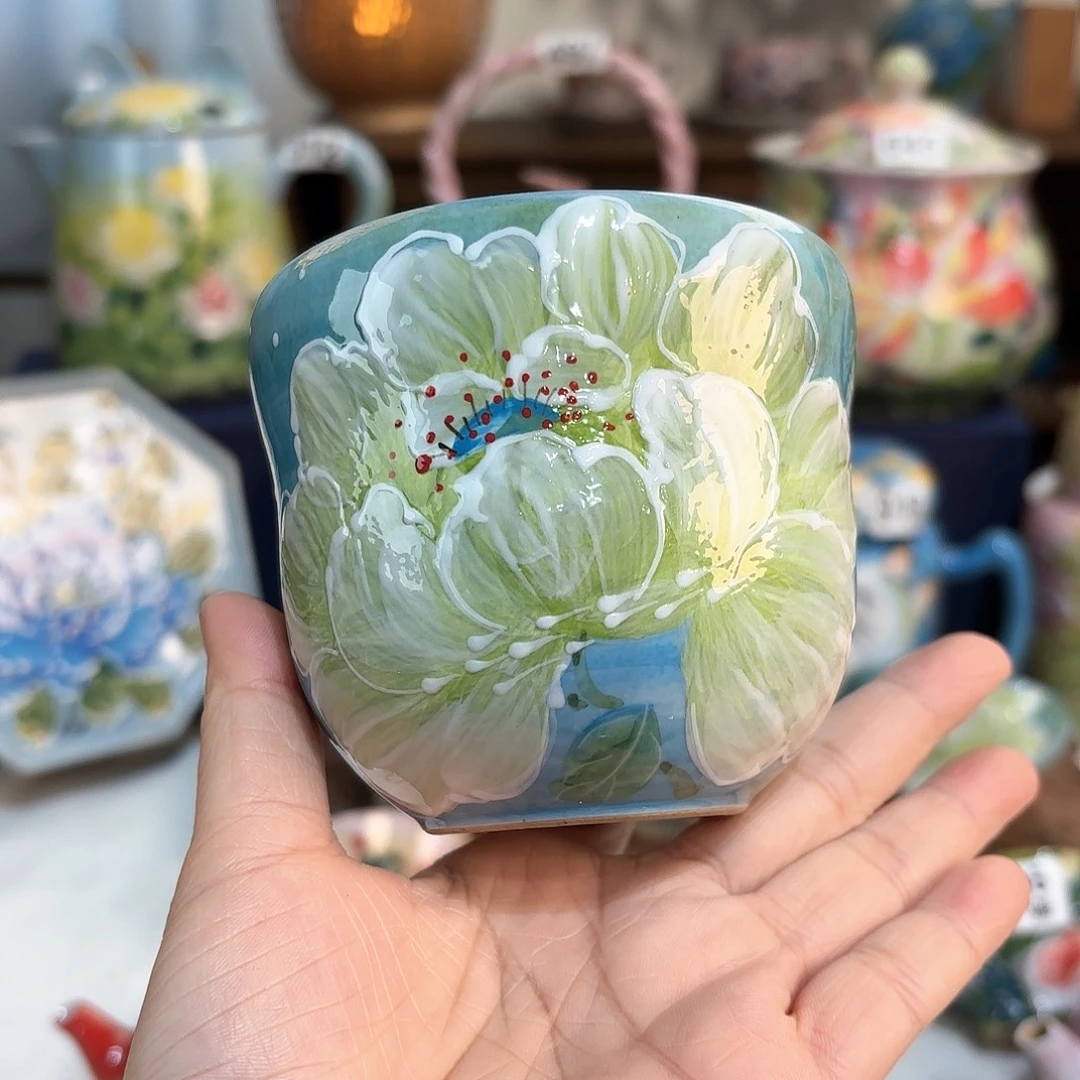 景德镇手绘高温釉下彩陶瓷茶具