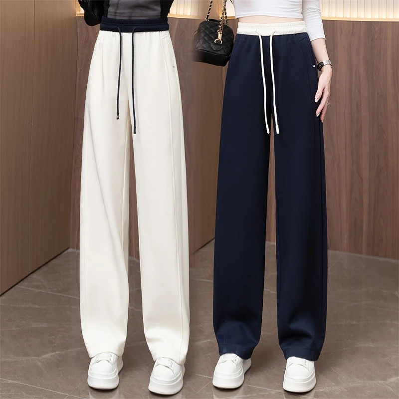 阔腿裤绑带时尚休闲裤秋季休闲高腰弯刀裤春秋垂感宽松运动卫裤