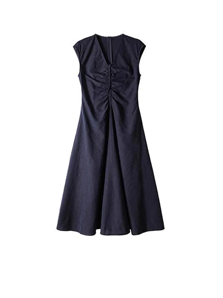 无袖连衣裙大码女装胖MM梨型身材显瘦裙子26236