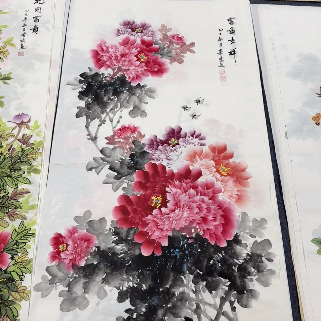 国画140×70手绘画画画