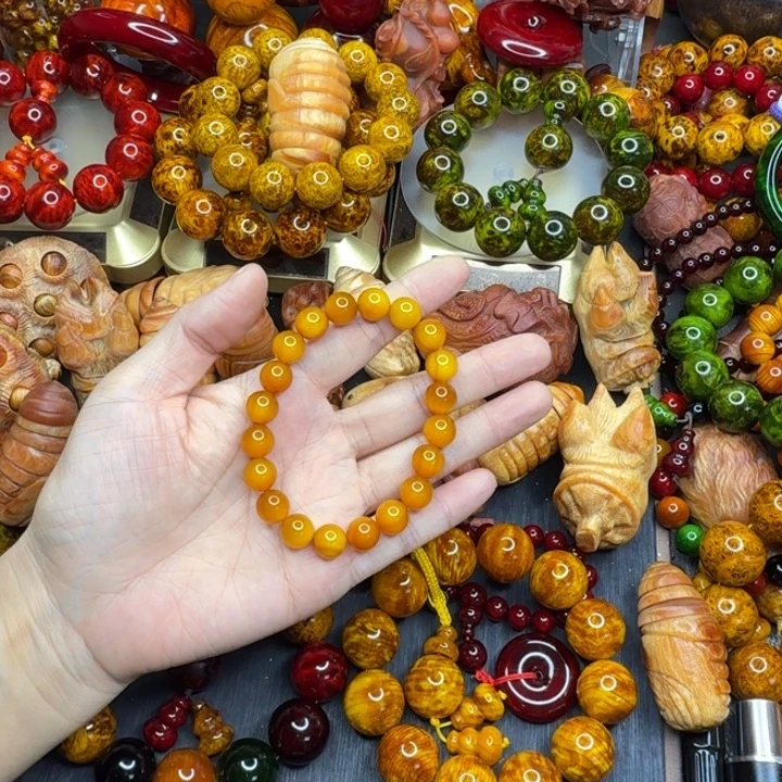 松木琥珀木文玩手串