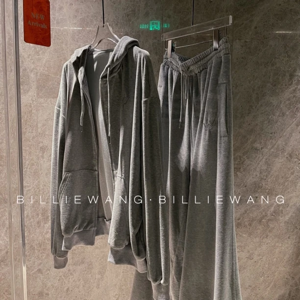 BW独立设计师高定系列|超洋气晕染灰色宽松休闲卫衣套装