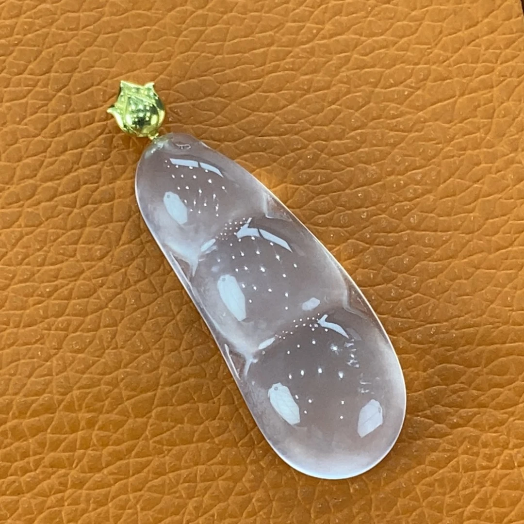 石英质玉吊坠(不含链)18K金镶嵌