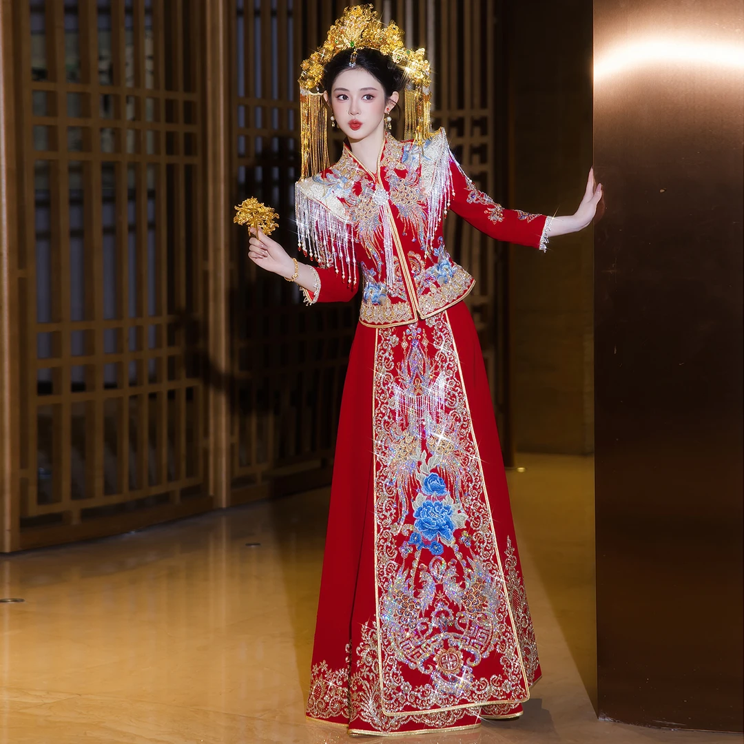 重工秀禾服新娘2025结婚服嫁衣接亲奢华中式敬酒出阁显瘦大码丝绒