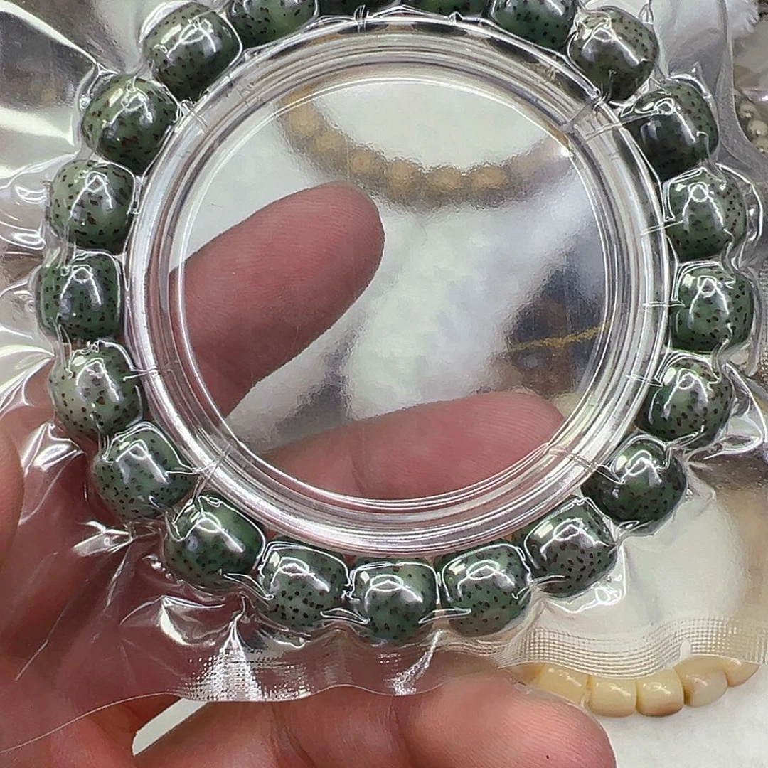 手串星月菩提7王者绿糯冰石玉星月菩提单圈11桶