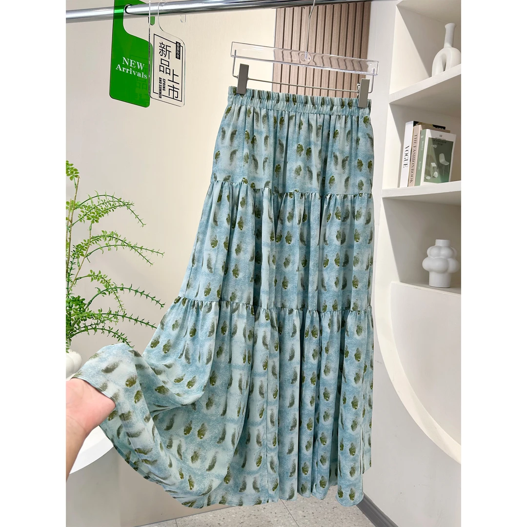 时尚洋气设计感褶皱大摆半身裙352363