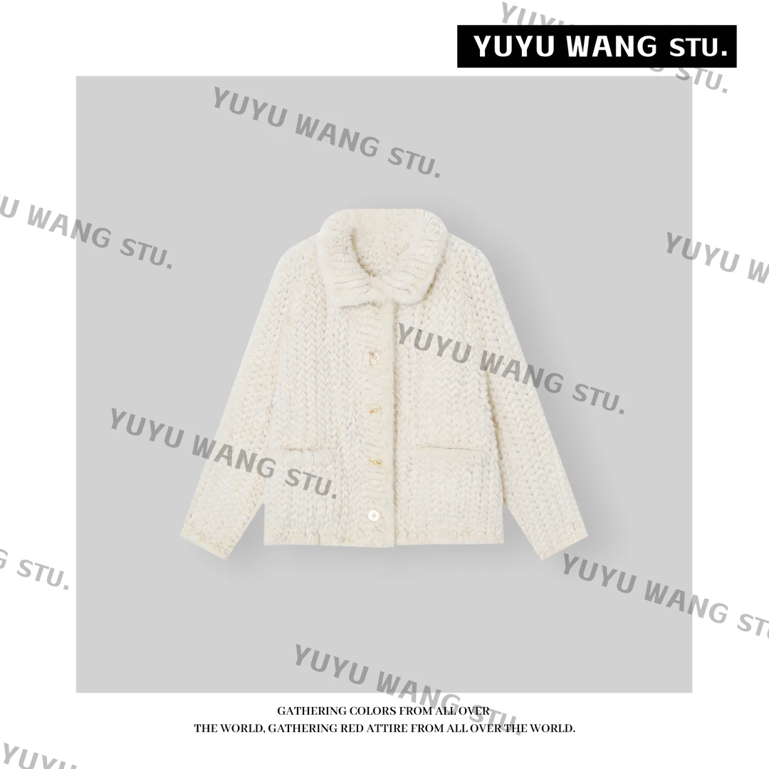 YUYU WANG【温雪 】稀有级 天鹅绒水貂传承工艺密孔编制皮草外套