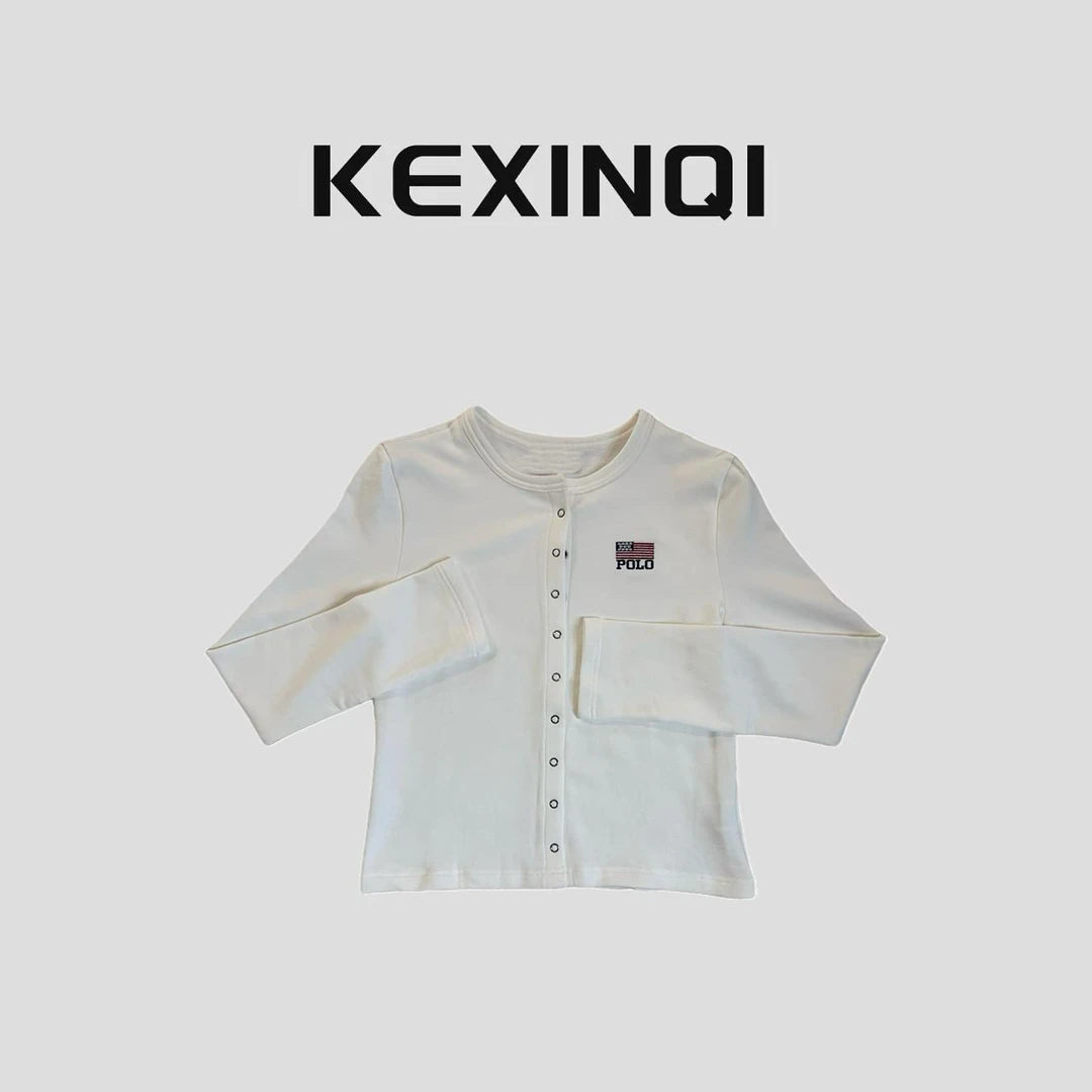 KEXIN 刺绣T恤开衫 2025秋季新款百搭休闲显瘦洋气厚款-25TX161