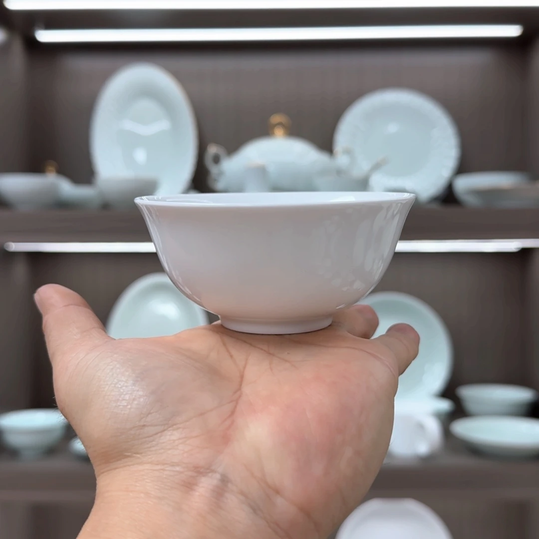 白瓷高白瓷纯白色4寸小汤碗12个。