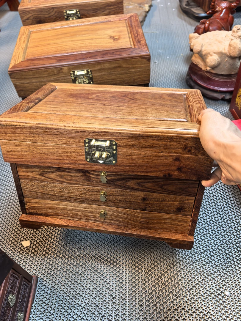 首饰盒/箱 刺猬紫檀花梨木大尺寸首饰盒大容量带抽屉高档珠宝盒