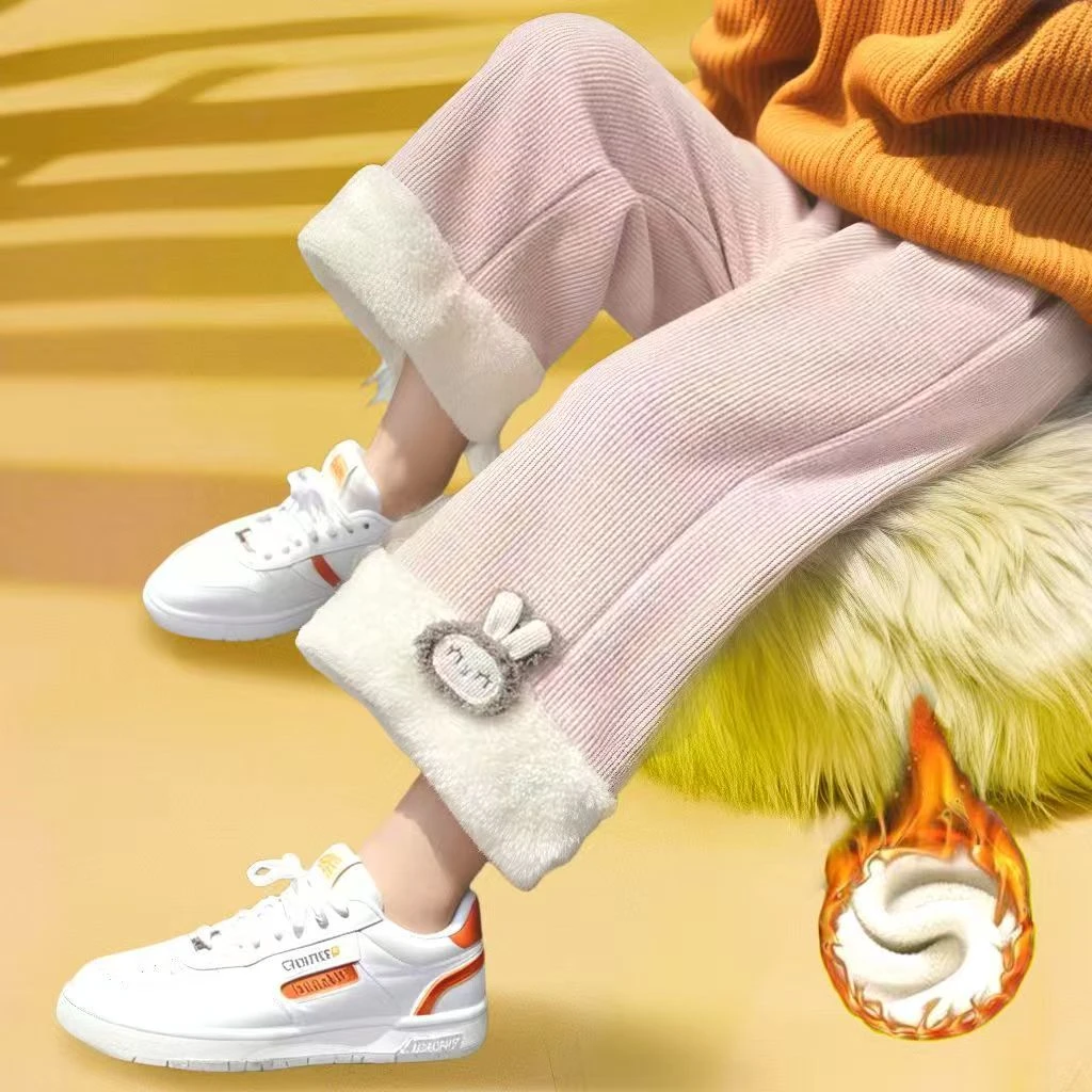 【爆款推荐】松紧带休闲风女宝松紧休闲裤保暖秋冬新款儿童加绒裤子