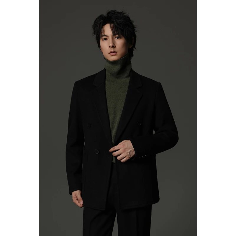 男士休闲正肩双面羊毛西服外套商务一粒扣竖插袋西装上衣GMX28