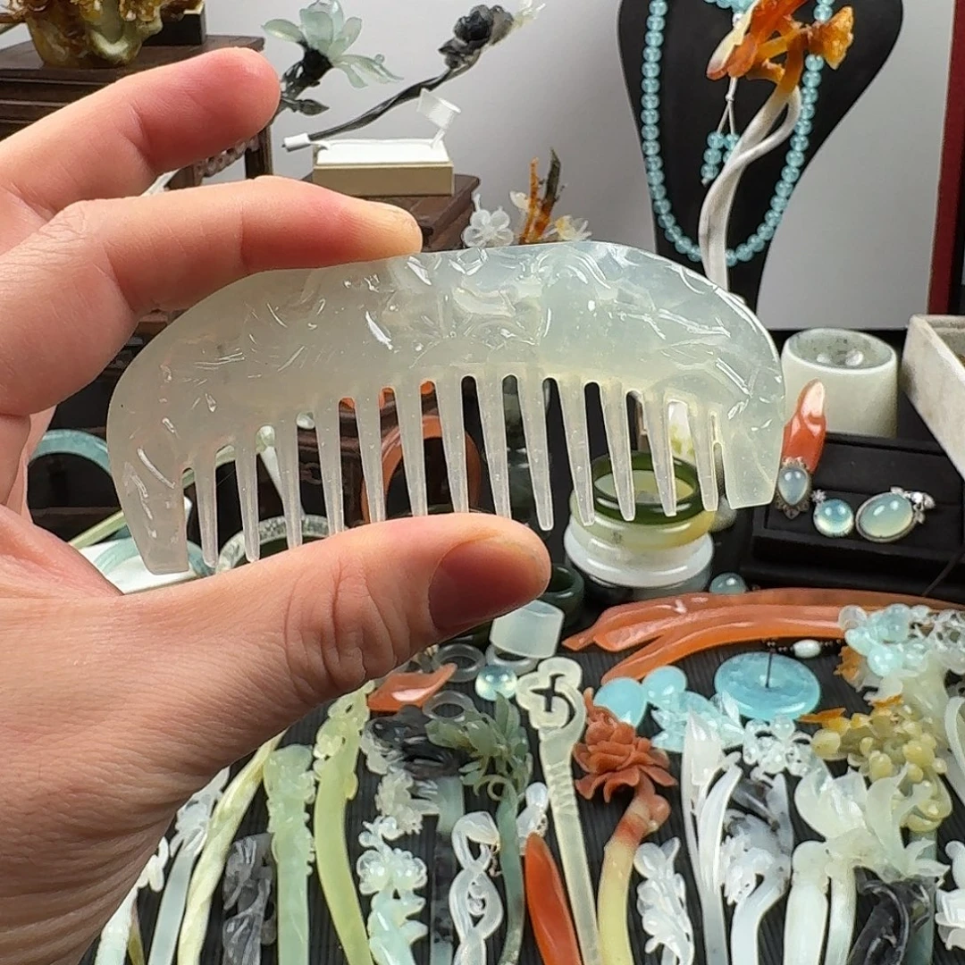 蛇纹石玉未镶嵌发饰