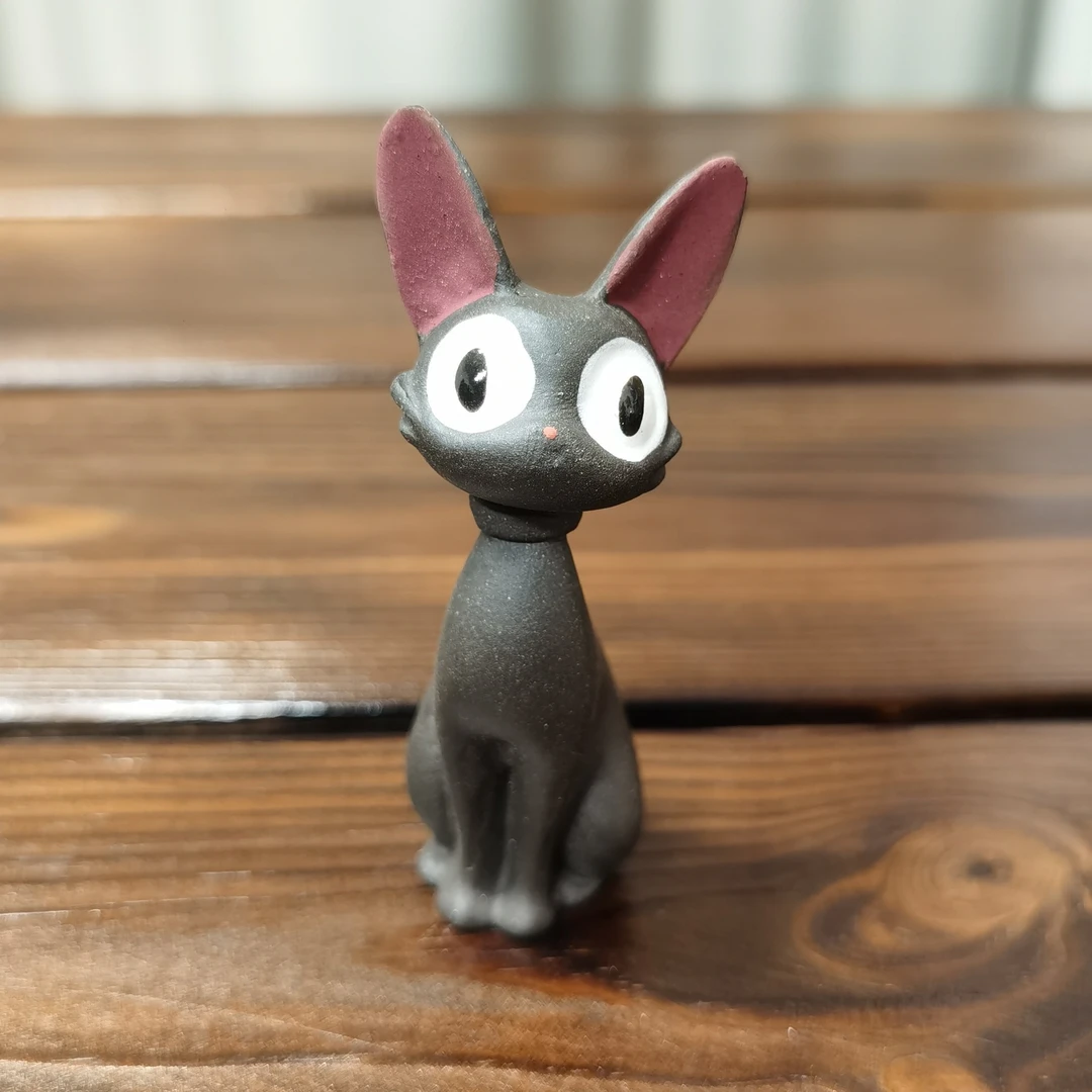紫砂茶宠摆件吉吉猫小黑猫手工