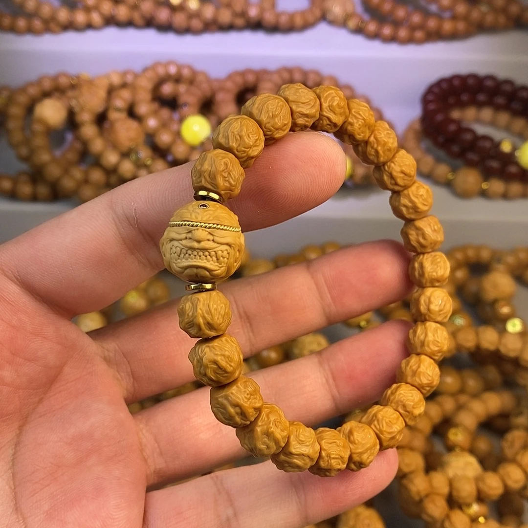 巧***头手串猴头核桃全品小龙蛇黑金六盲星 标
