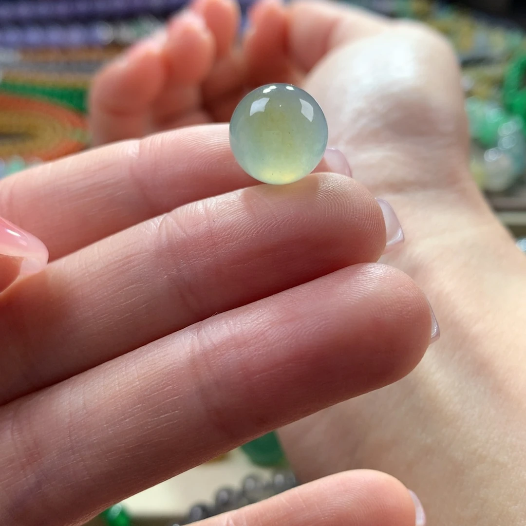 翡翠手链未镶嵌特色冰蓝飘黄卡11.5性价比！