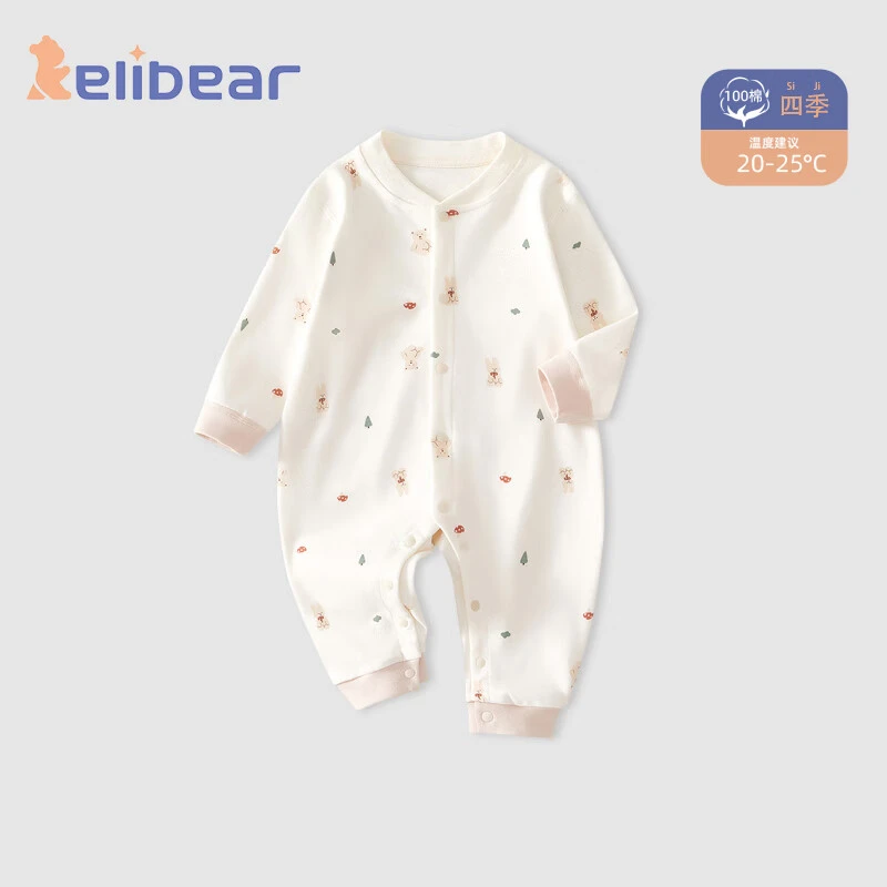 婴儿连体衣新生婴儿衣服纯棉长袖睡衣春秋款初生宝宝秋季哈衣爬服