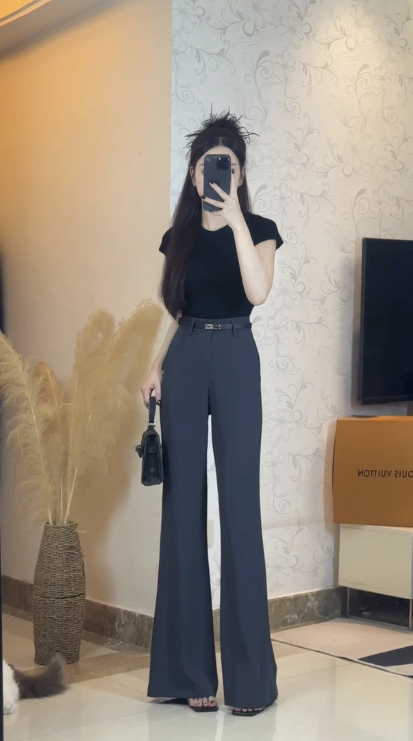 （嘉儿定制夏款新设计腰带直筒微喇裤修身显瘦百搭休闲8890