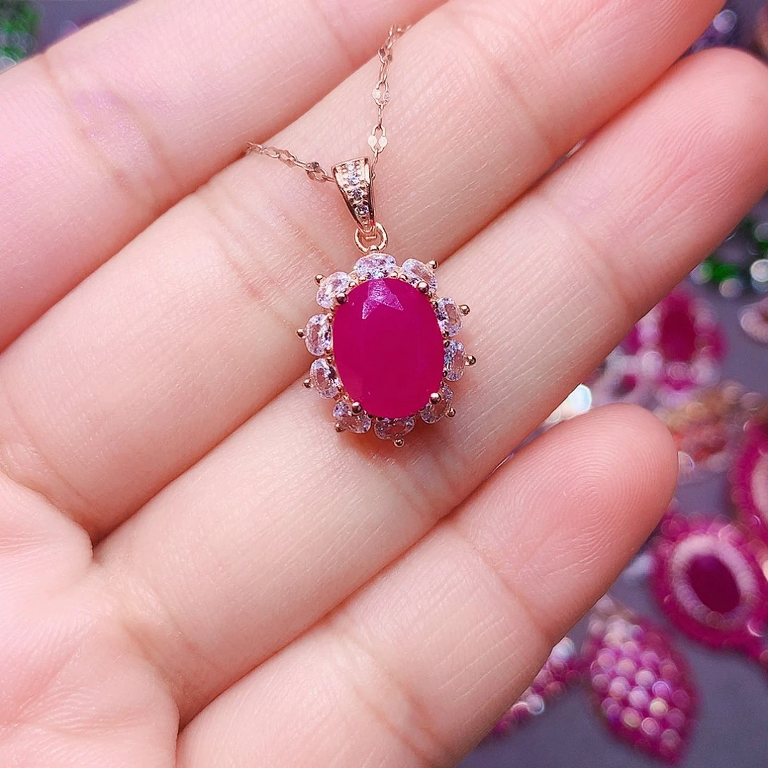 颈饰银S925镶嵌红宝石