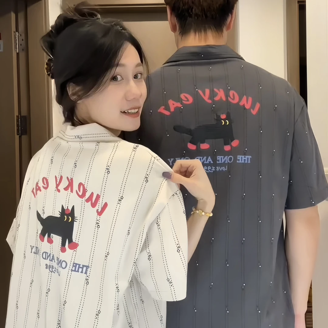 凉感情侣睡衣男款纯棉短袖家居服女士高级感套装