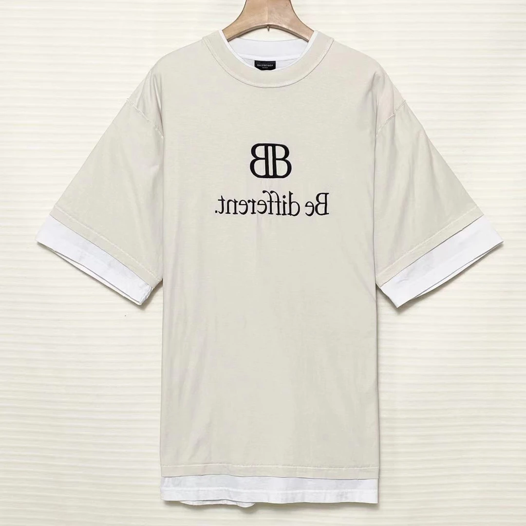 95新 Balenciaga/巴黎世家 logo 假两件 短袖/4码/XG-Y21042