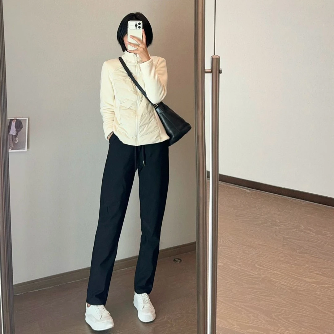 【极光】三防黑科技百搭白色鹅绒男女同款时尚锁温冬季显瘦长裤7706